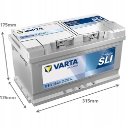 AKUMULATOR 85AH 800A 12V VARTA DYNAMIC SLI F18